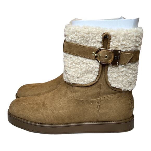 G by Guess Shoes - G by Guess Aussie Faux Fur Tan Boots Size 8.5